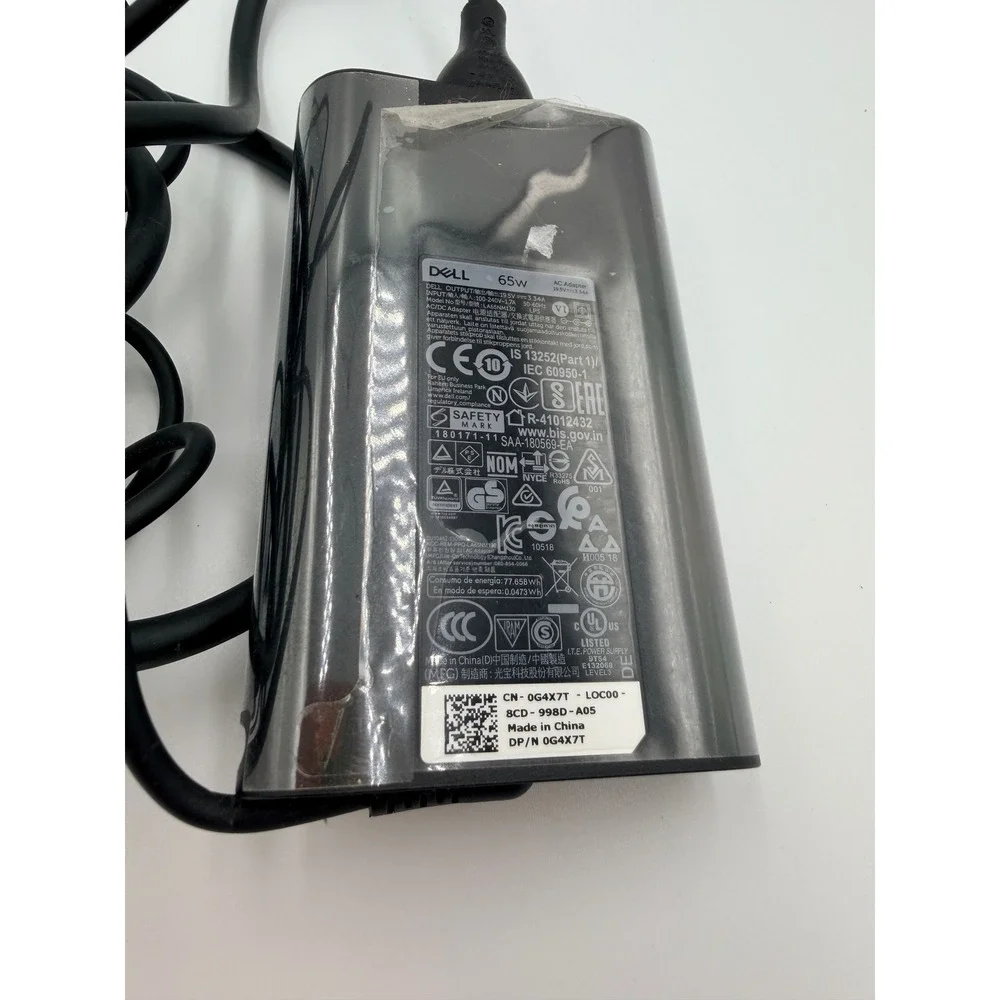 Dell 65W AC Adapter Laptop Charger 19.5V 3.34A LA65NM130 0G4X7T Black